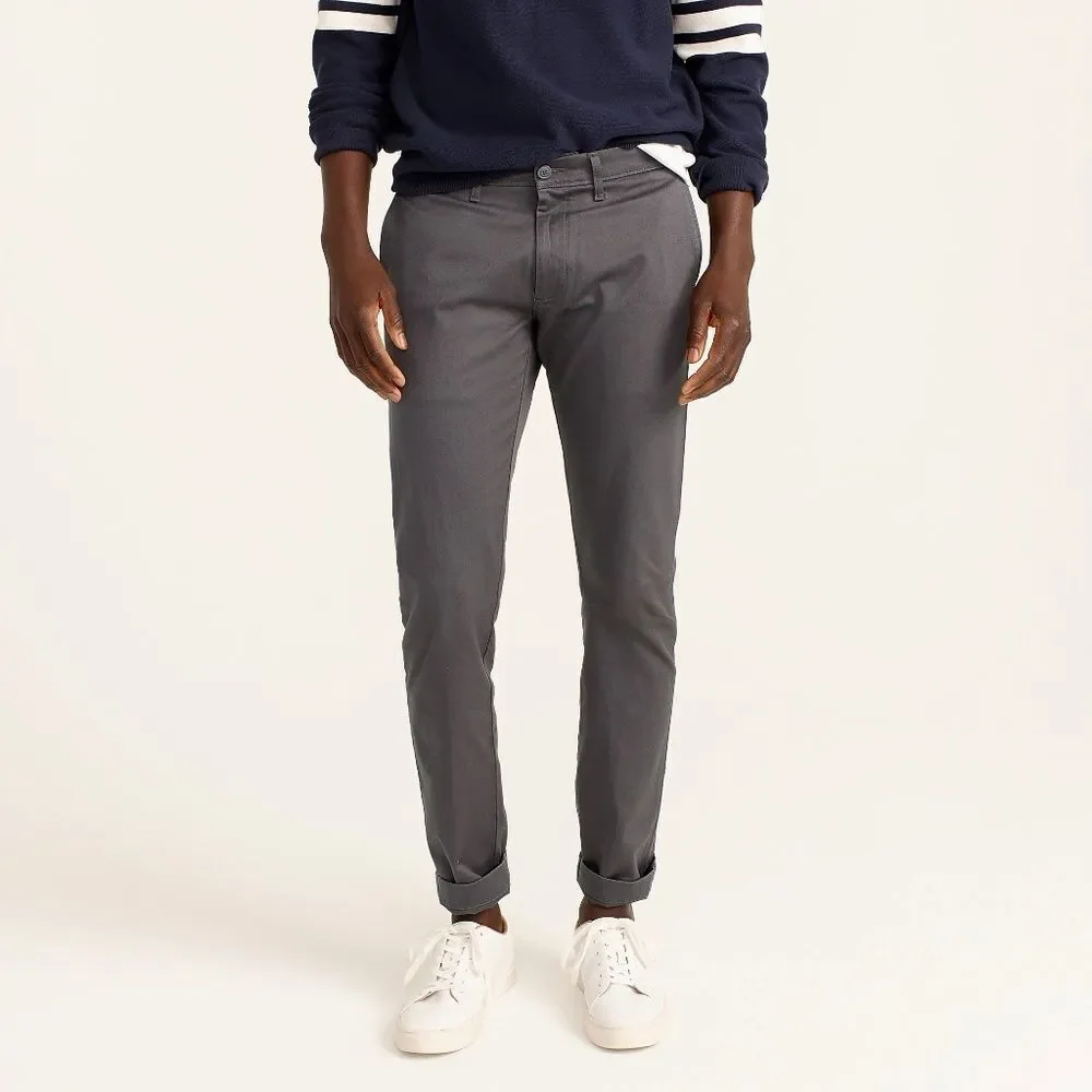 J. Crew Men's 484 Slim Fit Stretch Chino Pants in Grey